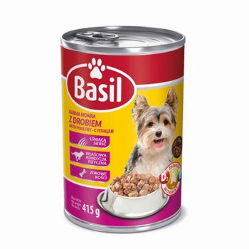 Zestaw 10x Karma Basil z drobiem dla psów 415 g PUSZKA