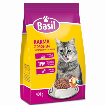 Zestaw 20× Karma sucha Basil z drobiem dla kota 400 g