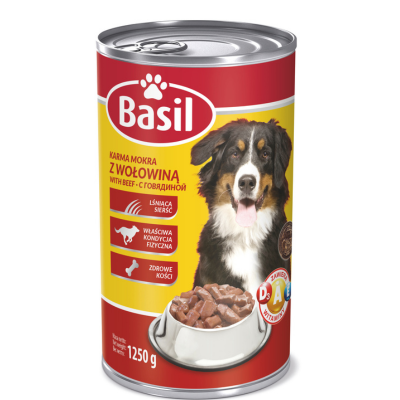 Zestaw 6x Karma Basil z wołowiną dla psów 1250 g PUSZKA