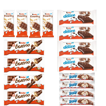 ZESTAW SŁODYCZY KINDER MIX 16 SZT NA PREZENT • BUENO • TRONKY • DELICE • COUNTRY