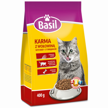 Zestaw 20× Karma sucha Basil z wołowiną dla kota 400 g