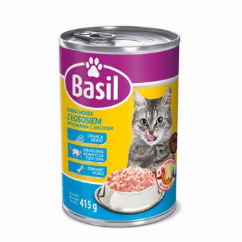 Zestaw 10x Karma Basil z łososiem dla kota 415 g PUSZKA